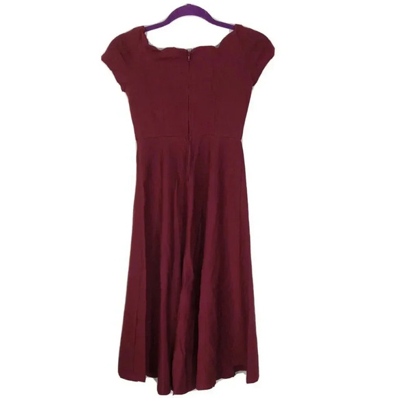 ModCloth Burgundy Timeless Scalloped Off-Shoulder Ponte MIDI Dress Small - Picture 5 of 5